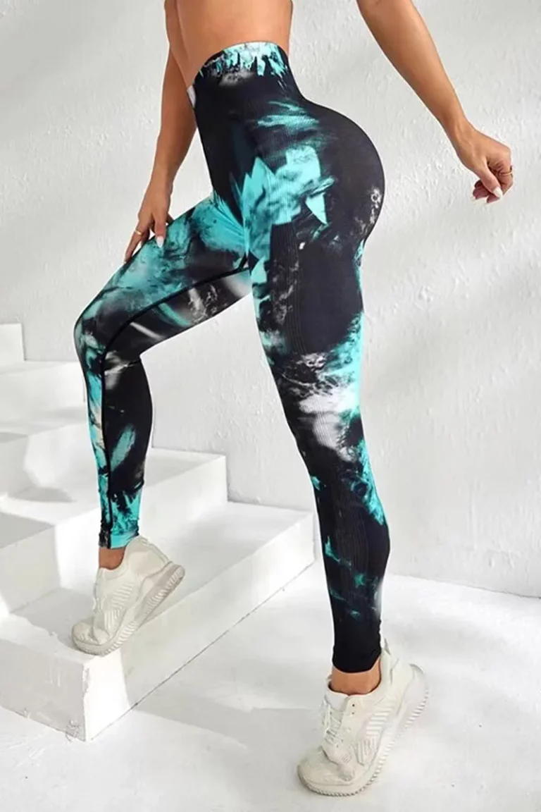 Sporty Tie-Dye Peach Leggings S Tights / Leggings