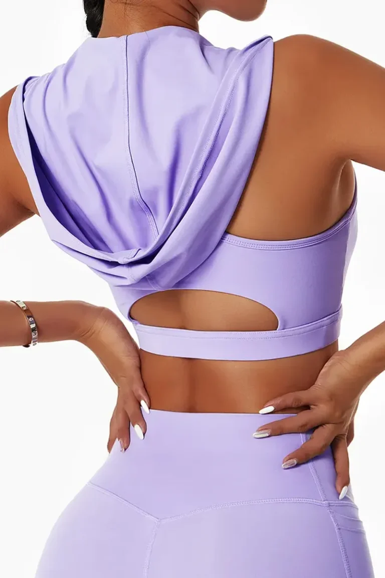 Crop Top Hoodie Sleeveless Purple - L Topper
