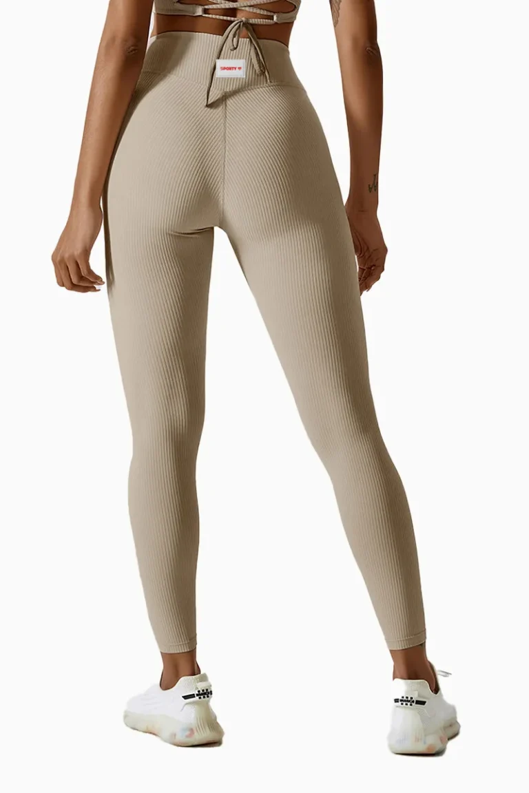Ribbed Crossover Tights Beige - S Tights / Leggings