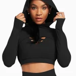 Sporty Rush Seamless Long Sleeve Cropped Black - L Topper