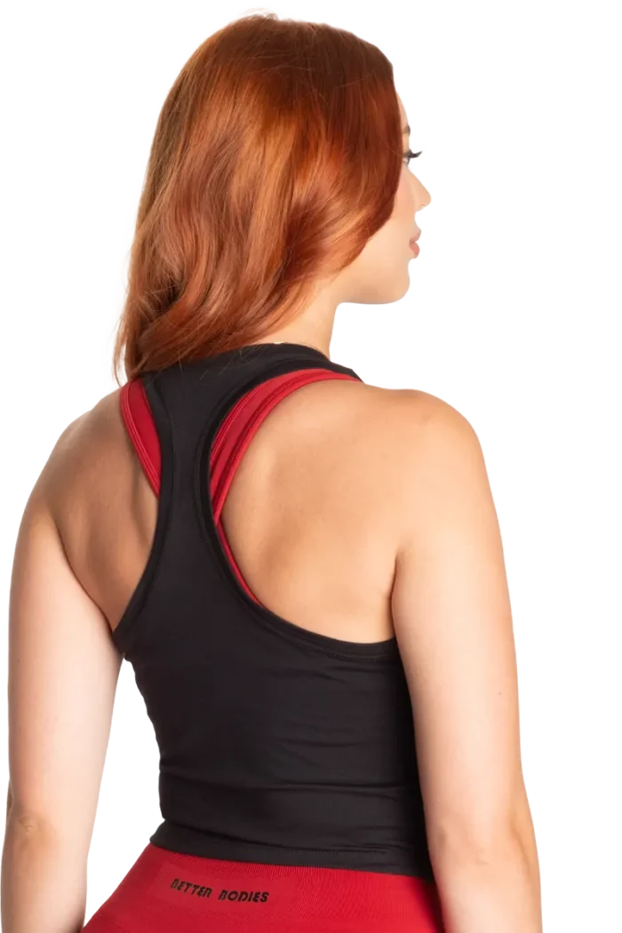 Better Bodies Crop T-Back - Black/Red S Topper