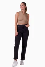 Everyday Rib Crop Zip Latte - Bilde 2