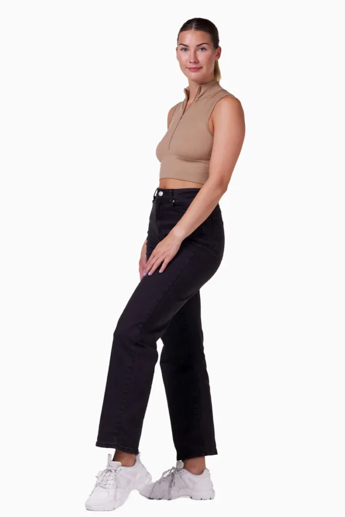 Everyday Rib Crop Zip Latte - Bilde 3