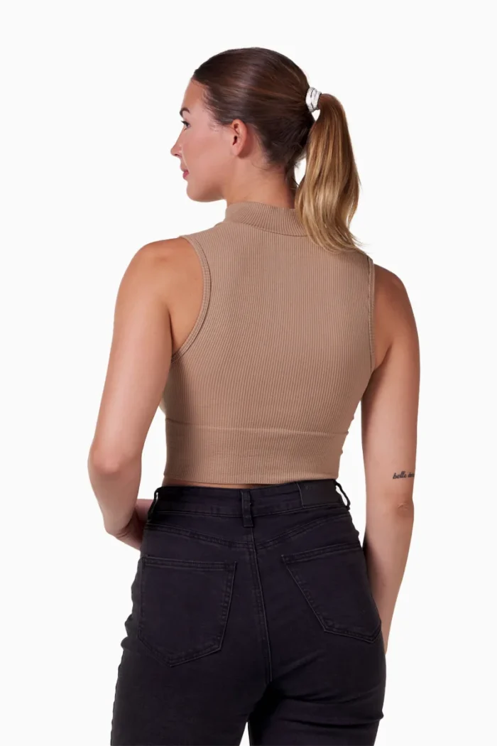 Everyday Rib Crop Zip Latte - Bilde 7