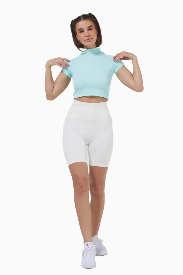 Perfect Rib Crop Tee Turtleneck Turquiose - Bilde 3
