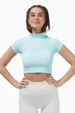 Perfect Rib Crop Tee Turtleneck Turquiose - Bilde 5