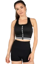 GW Mesa Zip Front Crop Top - Black Sports-BH