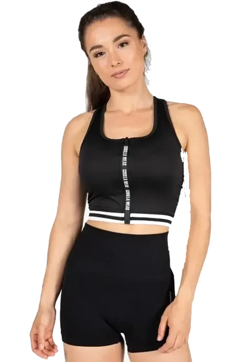 GW Mesa Zip Front Crop Top - Black  Sports-BH
