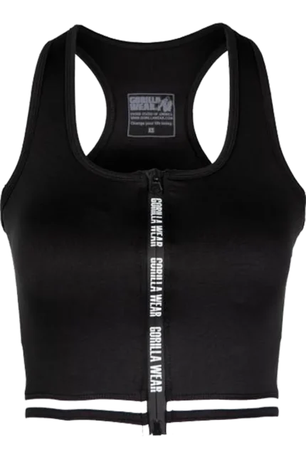 GW Mesa Zip Front Crop Top - Black Sports-BH