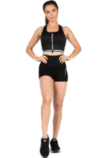 GW Mesa Zip Front Crop Top - Black Sports-BH