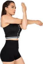 GW Mesa Zip Front Crop Top - Black Sports-BH