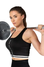 GW Mesa Zip Front Crop Top - Black Sports-BH