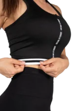 GW Mesa Zip Front Crop Top - Black Sports-BH