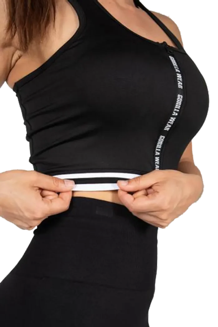 GW Mesa Zip Front Crop Top - Black  Sports-BH