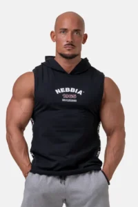 Nebbia Tank-Top With Hoodie - Black M Singlet