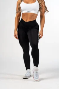 High Waisted Side Stripe Leggings ICONIC - Black XS Tights / Leggings