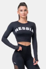 Long Sleeve Thumbhole Sporty Crop Top Topper