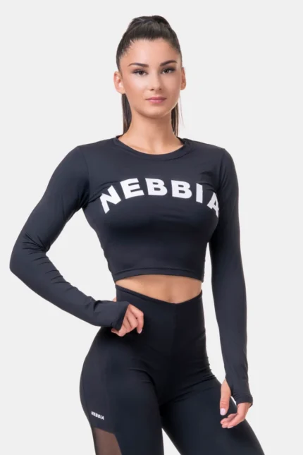 Long Sleeve Thumbhole Sporty Crop Top  Topper