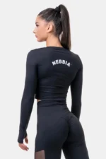 Long Sleeve Thumbhole Sporty Crop Top Topper