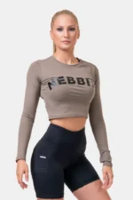Long Sleeve Thumbhole Sporty Crop Top Topper