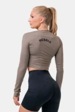 Long Sleeve Thumbhole Sporty Crop Top Topper