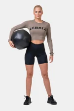 Long Sleeve Thumbhole Sporty Crop Top Topper