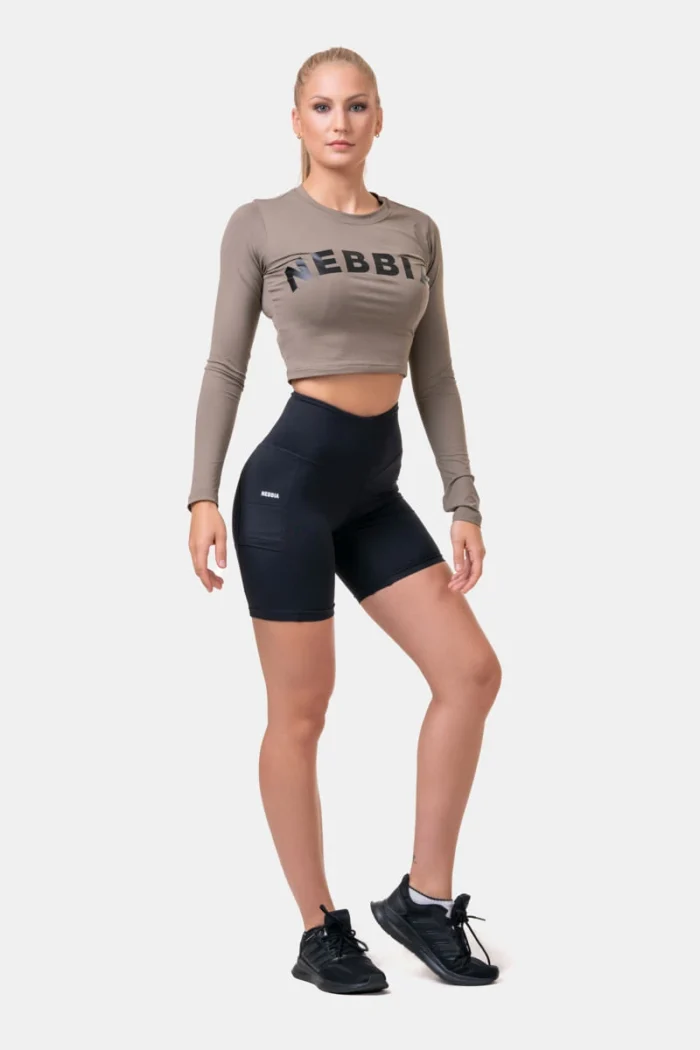 Long Sleeve Thumbhole Sporty Crop Top  Topper