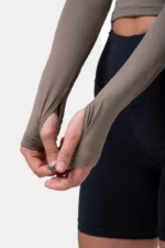 Long Sleeve Thumbhole Sporty Crop Top Topper