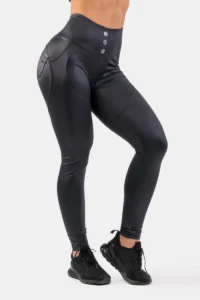 High Waist Glossy Look Bubble Butt Pants