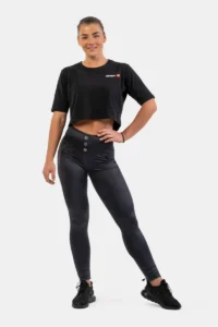 High Waist Glossy Look Bubble Butt Pants
