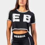 Oversized crop top GAME ON - Black  Topper