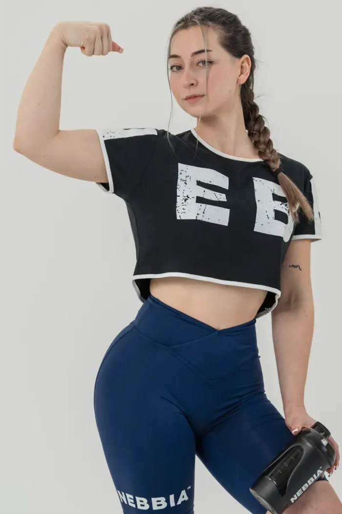 Oversized crop top GAME ON - Black  Topper