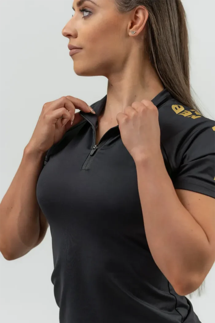 Women's Compression Zipper Shirt INTENSE Ultimate - Black/Gold  T-skjorter