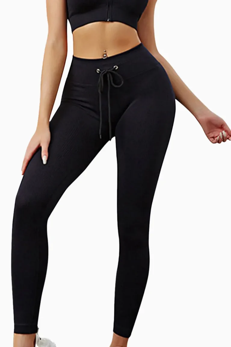 Shine Drawstring Tights Black - L Tights / Leggings