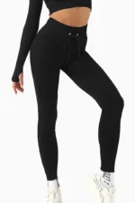 Shine Drawstring Tights Black - S Tights / Leggings
