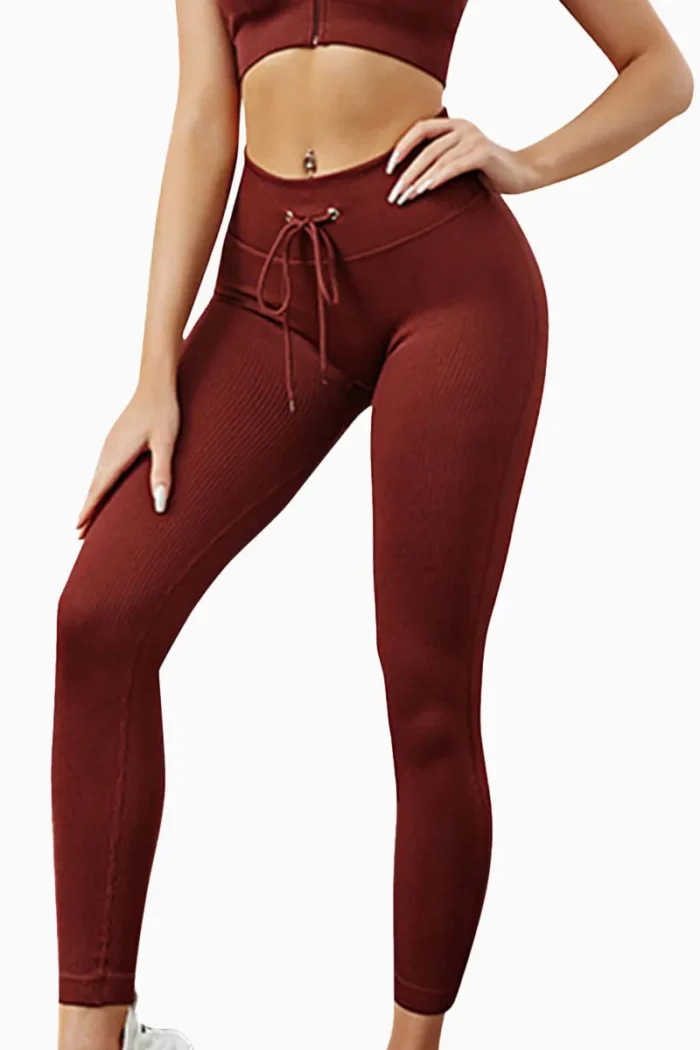 Shine Drawstring Tights Dark Red - L Tights / Leggings
